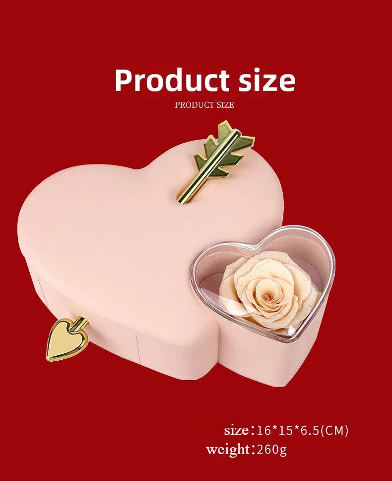 Christmas Creative Heart-piercing Jewelry Box with Eternal Rose Preserved Flowers Party Drawer Box Design Valentine's Day Gifts