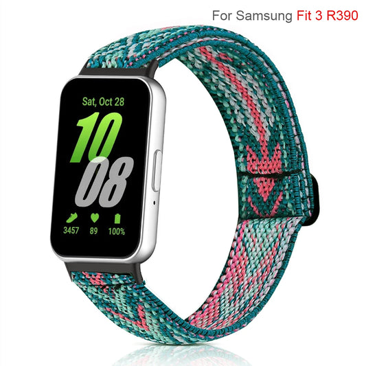 Braided Elastic Nylon Band For Samsung Galaxy Fit 3 Sports Women Men Watch Bracelet Strap Loop For Samsung Fit 3 SM-R390 Clasp