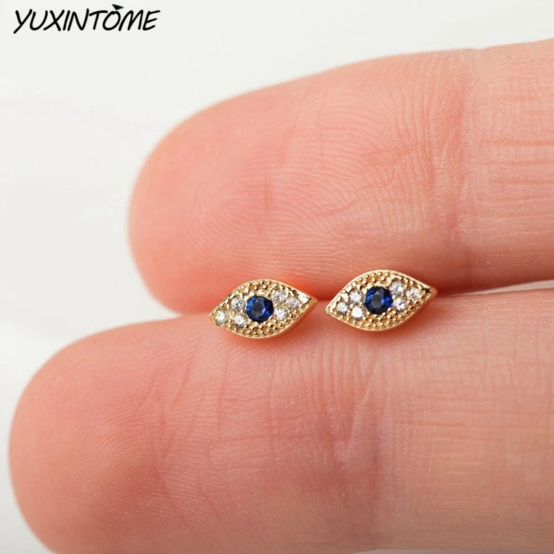 925 Sterling Silver Needle Blue Evil Eyering Hoop Earrings for Women Vintage Eyes 18K Gold Earrings Party Fashion Jewelry Gift