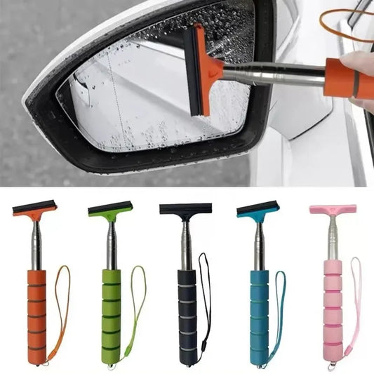 Car Rearview Mirror Wiper Cleaning Tool Auto Glass Mist Cleaner Scraper Accessories Handle Telescopic Window Cleaning Brush