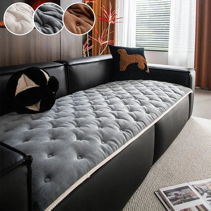 Sofa cushion with a light luxury feel for all seasons 2025 new flannel straight row anti slip sitting cushion