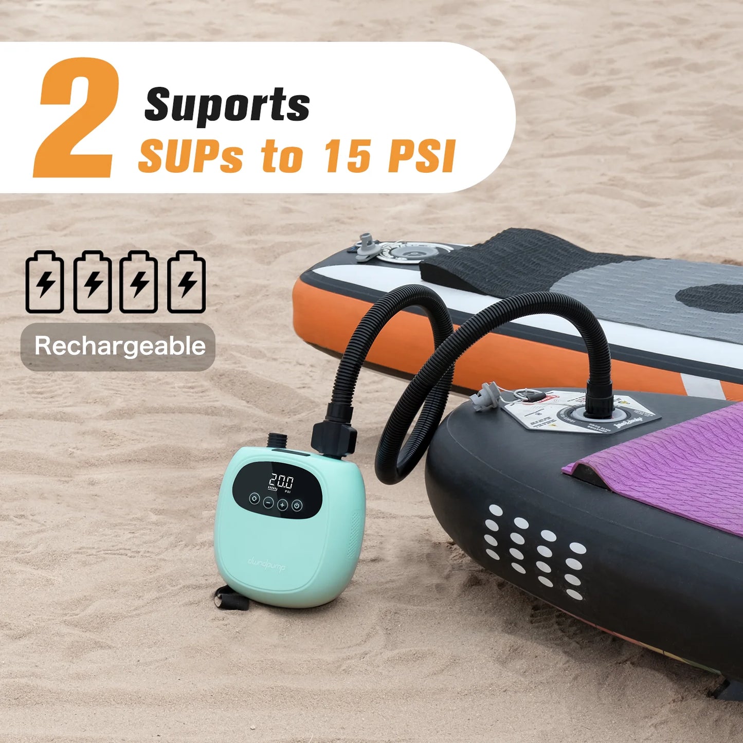 dwndpump Electric 20PSI SUP Pump 38.48Wh Battery Paddle Board Inflation Deflation for Kayak Boat Surfing Board Stand Up Paddle