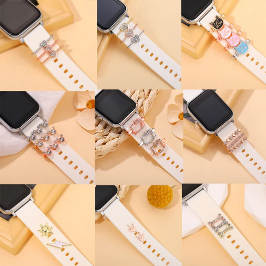 Watchband Decorative Charm for Apple Strap Silicone Bracelet Stud Charm Jewelry Cartoon Pendent Accessories Charm for Smartwatch