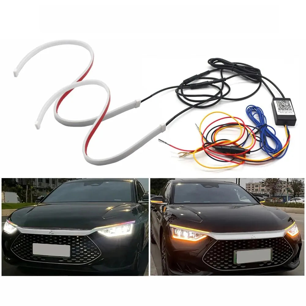 WINDOWS 60CM 2Pcs App RGB Dynamic DRL LED Strip Turn Signal Lamp Colorful Flexible LED Daytime Running Lights For Car Headlight