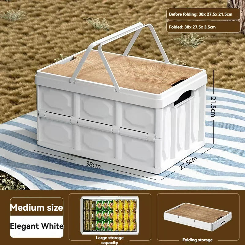 1 Outdoor Camping Storage Box with Lid, Multi-Purpose Large Capacity Car Trunk Organizer, Portable Stall Sorting Box, Suitable F