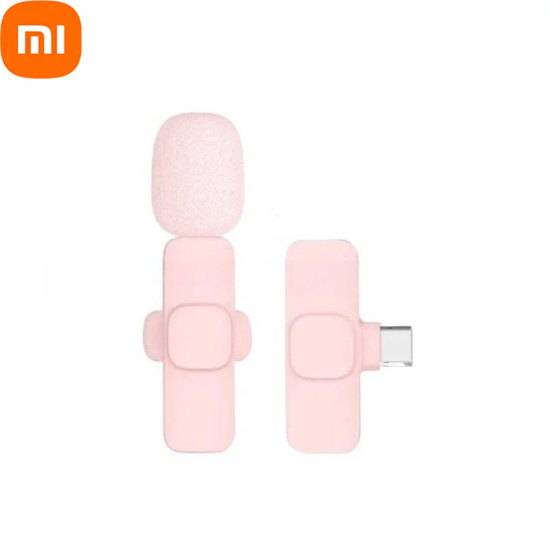 Xiaomi Pink Wireless Lavalier Microphone for iPhone Android PC Live Gaming Phone Portable Audio Video Recording Vlog Microphone