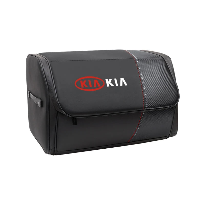 KIA Car High-capacity Leather Storage Bag Car Trunk Organizing Box For KIA EV6 Stinger RIO Sorento Picanto Ceed Borrego Syros K4