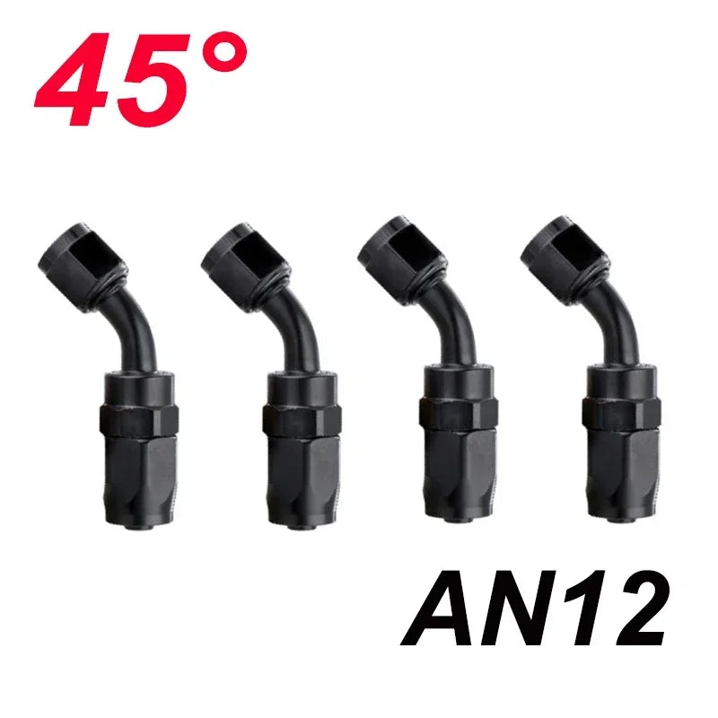 4X Universal AN4 AN6 AN8 AN10 AN12 Straight 45 90 120 180 Degree Oil Fuel Swivel Hose End Fitting Oil Hose End Adaptor Kit Black