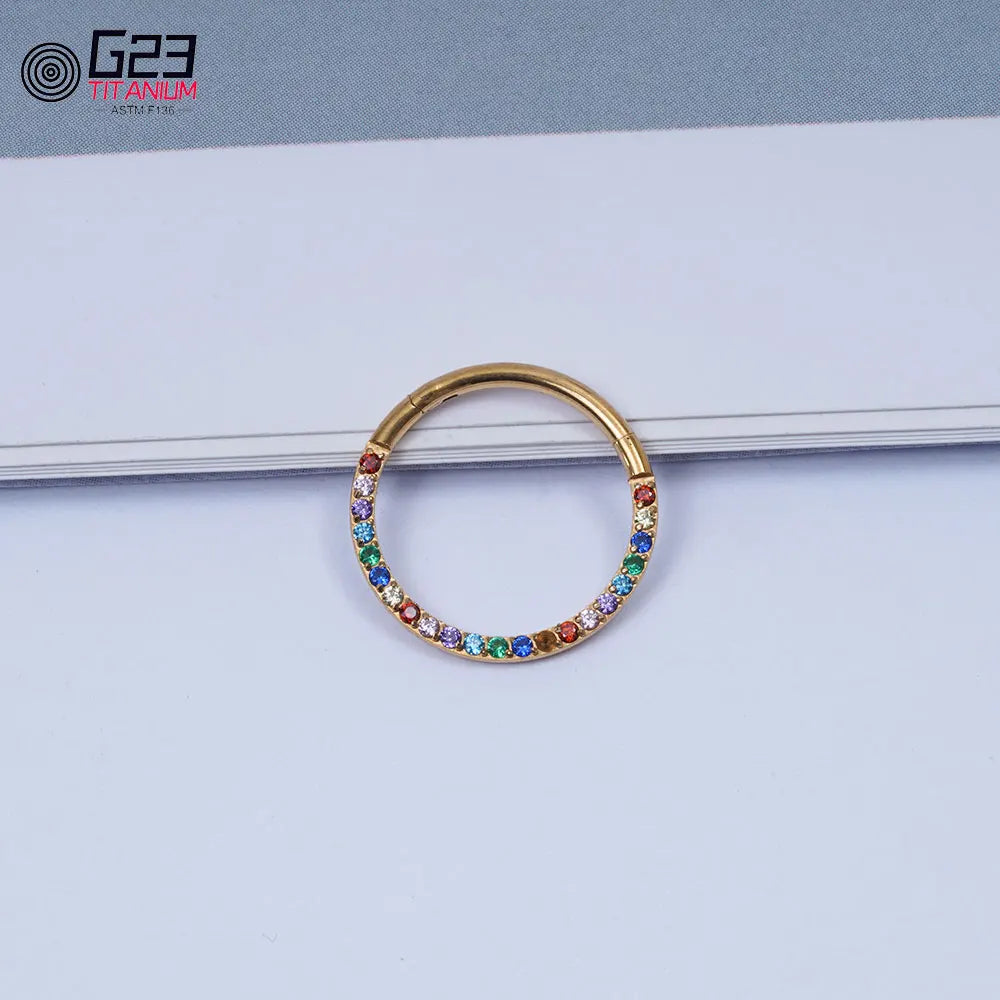 Colorful G23 Titanium CZ Hinged Pitch Ring Nose Ring Open Small Nasal Septum Cartilage Women Earring Perforated Body Jewelry