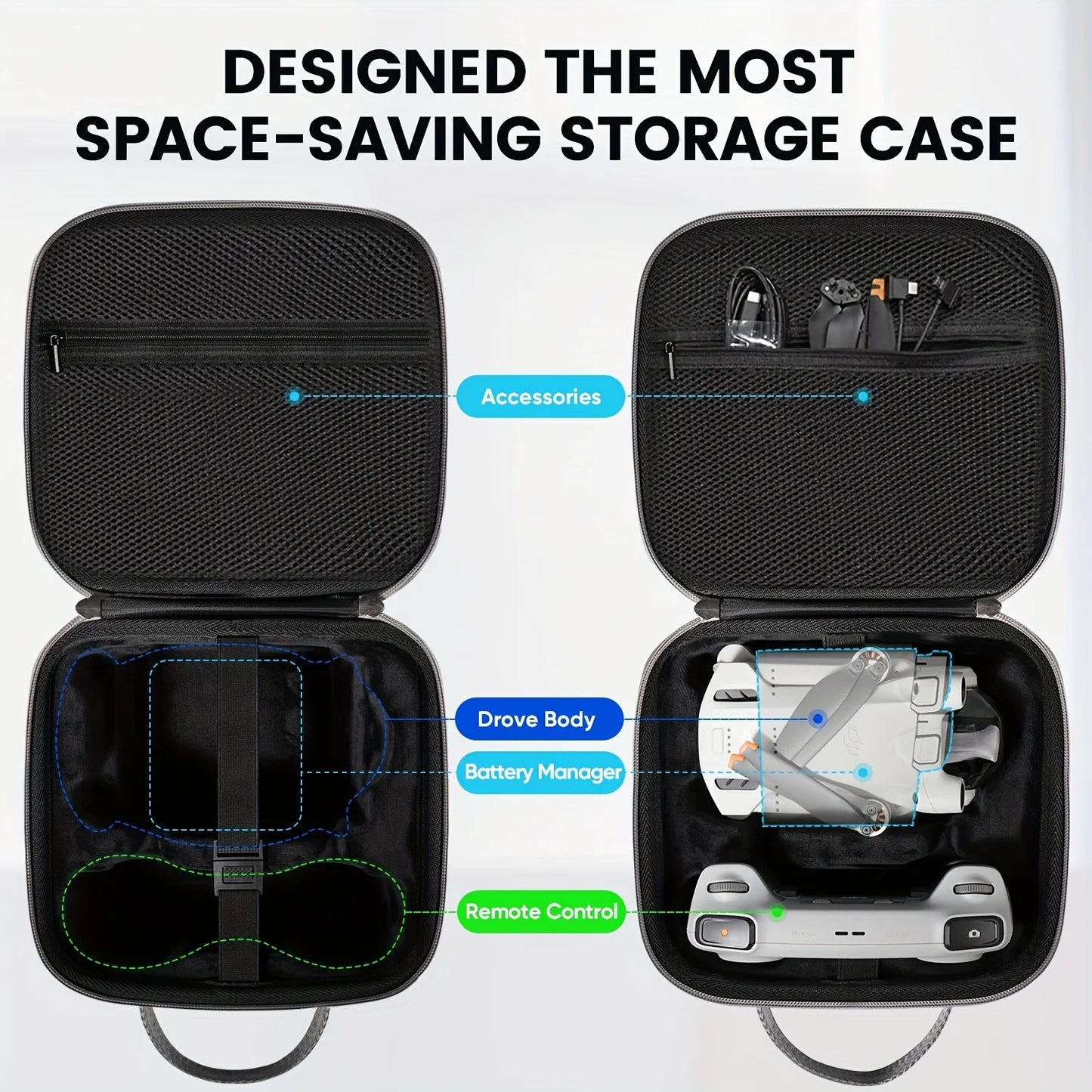 For DJI Mini 3/Mini 3 Pro Portable Carrying Case Hard EVA Storage Bag Waterproof Protective Remote Controller Box Storage Case