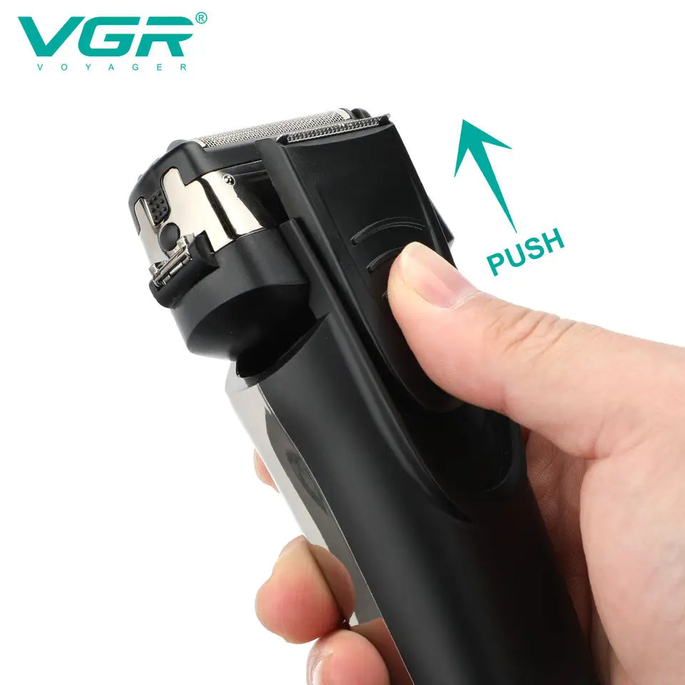 VGR 3D Men's Washable Wet Dry Electric Shaver Rechargeable Face Electric Razor bald Washable Beard Shaving Machine LCD Display