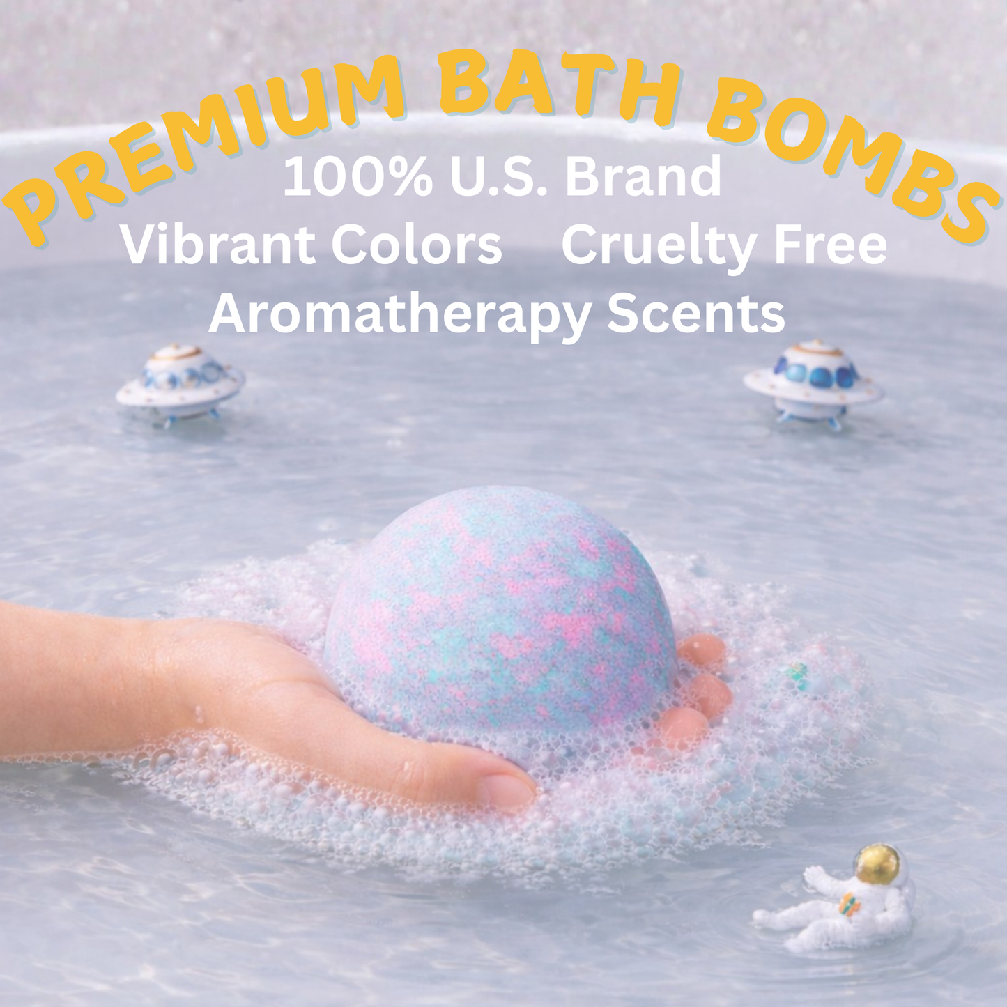 EvolutionUSA 6pc Space Bath Bombs for Boys & Girls, 6 Planet Bath Balls with Toy Hidden Inside, Organic Hypoallerganic Childrens Bathbombs, Cosmic Fun Space Surprise, Gift Set Birthday, Christmas, Easter