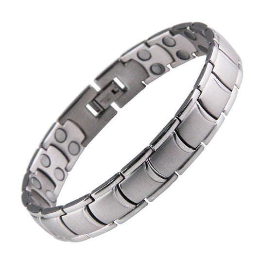 Stainless Steel Magnetic Power Bracelet. Silver Color. Model B011S
