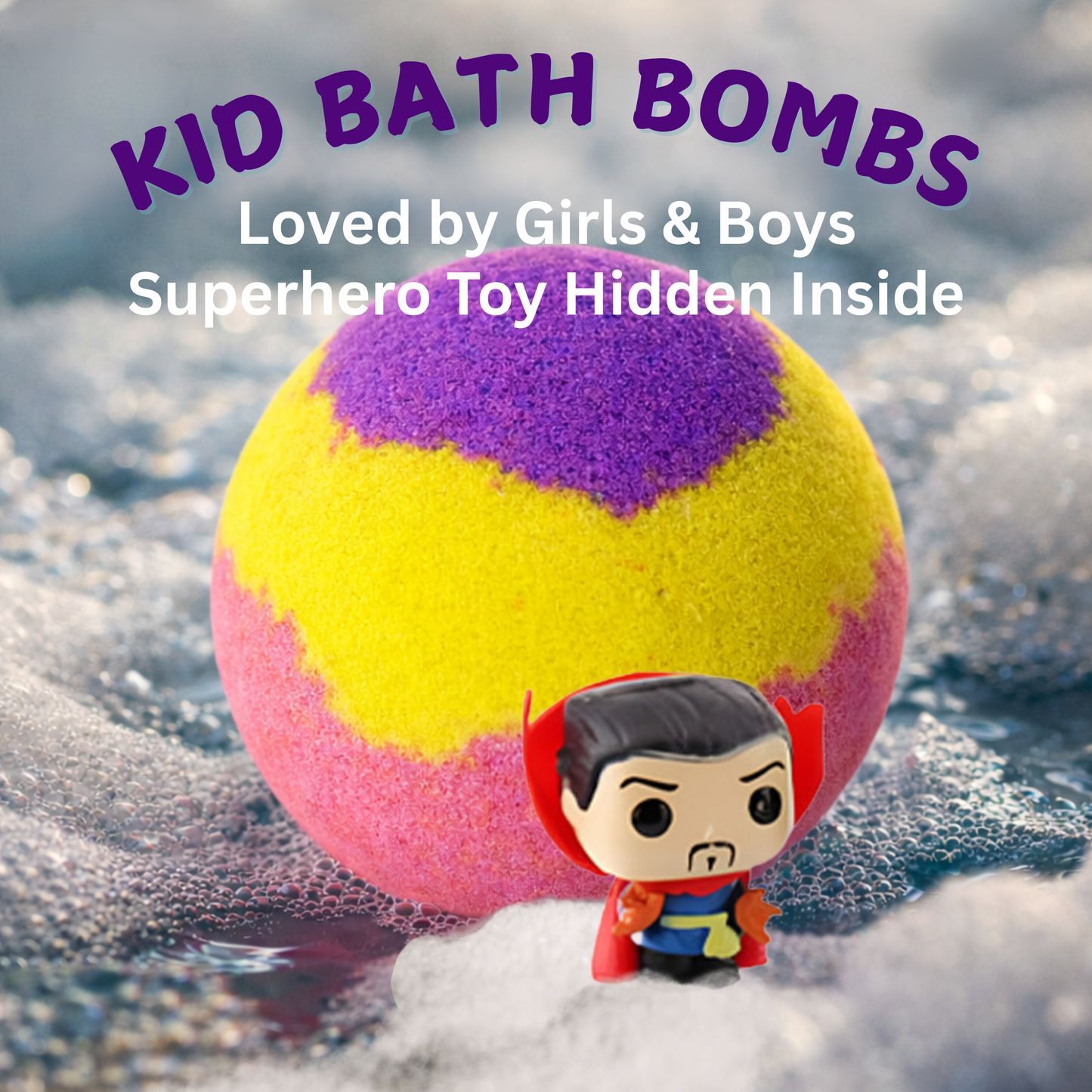 EvolutionUSA 1pc Red Epic Superhero Bath Bombs for Kids, Super Hero Bath Bomb with Toy Inside, Lush Childrens Bathbomb, Organic Bathbomb with Surprise Inside, Fizzy Fun Superhero Bath Ball