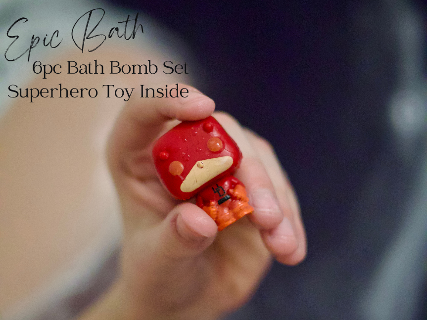 EvolutionUSA Epic Superhero Bath Bombs for Kids, 6pc Super Hero Bath Bombs with Toy Inside Bathbombs, Spiderman Bathbomb with Surprise Inside, Bath Balls for Marvel Lovers, Easter Childrens Bath Bomb