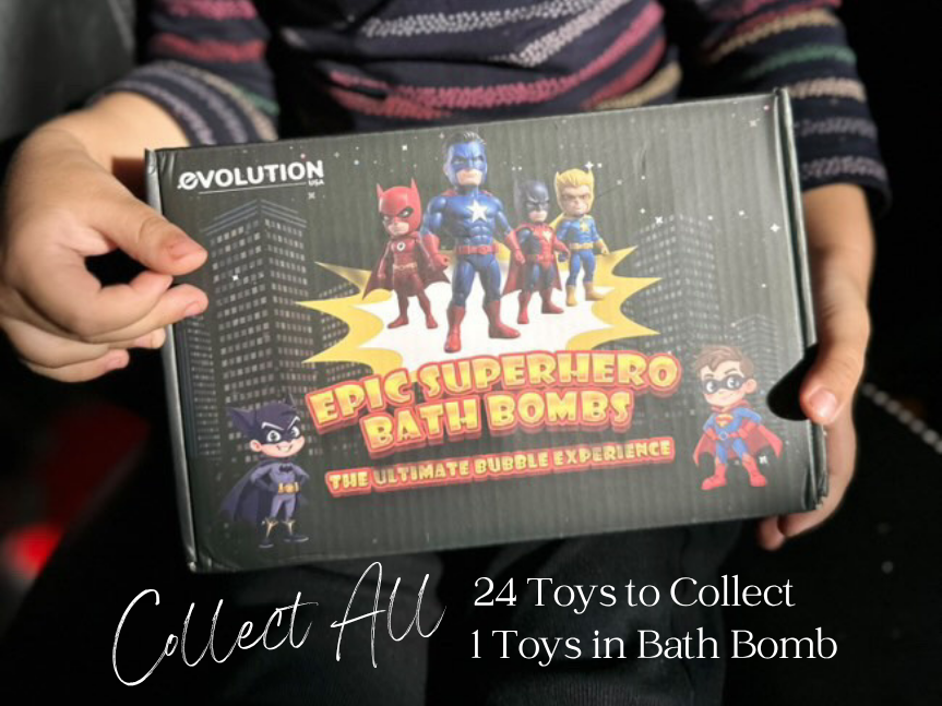 EvolutionUSA Epic Superhero Bath Bombs for Kids, 6pc Super Hero Bath Bombs with Toy Inside Bathbombs, Spiderman Bathbomb with Surprise Inside, Bath Balls for Marvel Lovers, Easter Childrens Bath Bomb