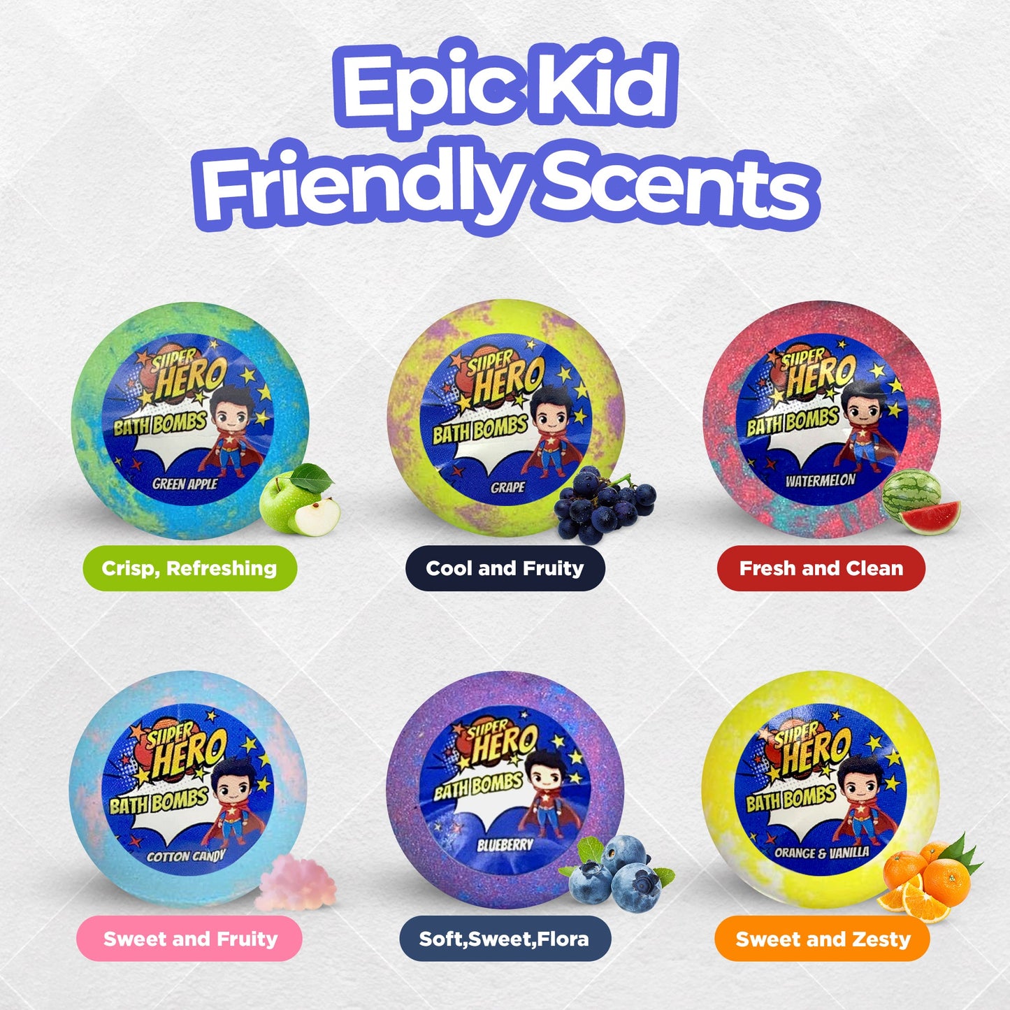 EvolutionUSA Epic Superhero Bath Bombs for Kids, 6 Super Hero Bath Bombs with Toy Inside Bathbombs, Spiderman Bathbomb with Surprise Inside, Bath Balls for Marvel Lovers, Easter Childrens Bath