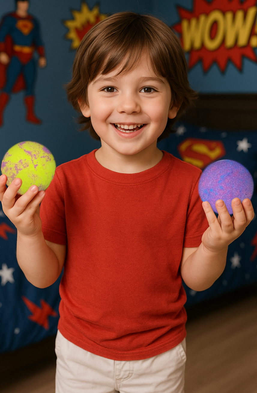 EvolutionUSA Epic Superhero Bath Bombs for Kids, 6 Super Hero Bath Bombs with Toy Inside Bathbombs, Spiderman Bathbomb with Surprise Inside, Bath Balls for Marvel Lovers, Easter Childrens Bath