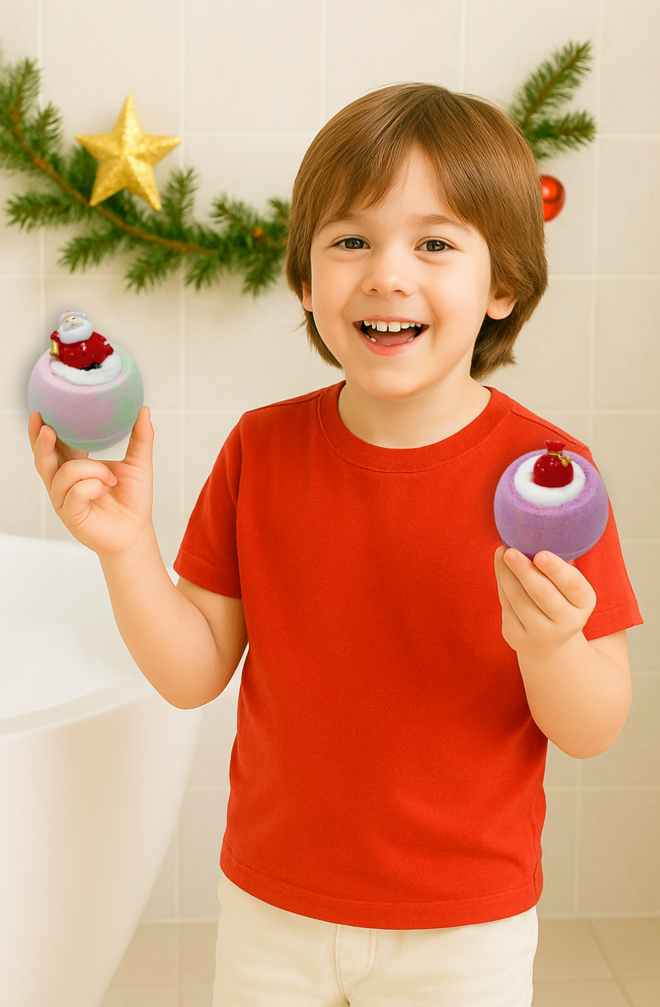 EvolutionUSA - 12 Christmas Bath Bombs for Kids, Holiday Bath Bombs with Surprise Inside, Perfect Christmas Stocking Stuffers or Festive Holiday Bathombs Set, Natural & Hypoallergenic Bath Ball Set