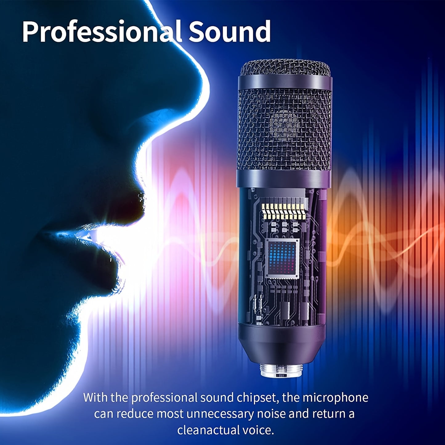 USB Microphone, Professional 192kHz/24Bit Plug & Play PC Computer Condenser Cardioid Mic Kit with Sound Advanced Chipset, for Streaming, Podcast, Studio Recording and Games