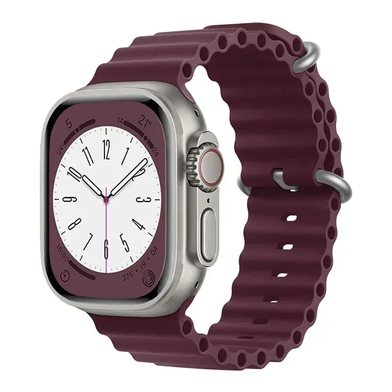 Silicone Ocean band for Apple Watch straps 45mm 46mm 40mm Ultra 2 49mm 44mm 41mm 38-42mm sport bracelet series 10 9 8 7 6 5 4 SE