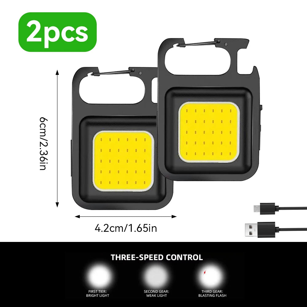 Super Bright 1500LM Work Light COB 500mah LED Flashlight Pocket Keychain USB Rechargeable Waterproof For Outdoor Camping