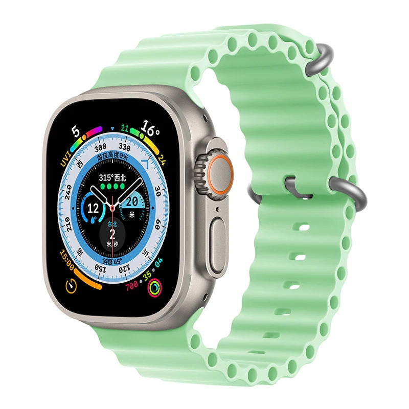 Silicone Ocean band for Apple Watch straps 45mm 46mm 40mm Ultra 2 49mm 44mm 41mm 38-42mm sport bracelet series 10 9 8 7 6 5 4 SE