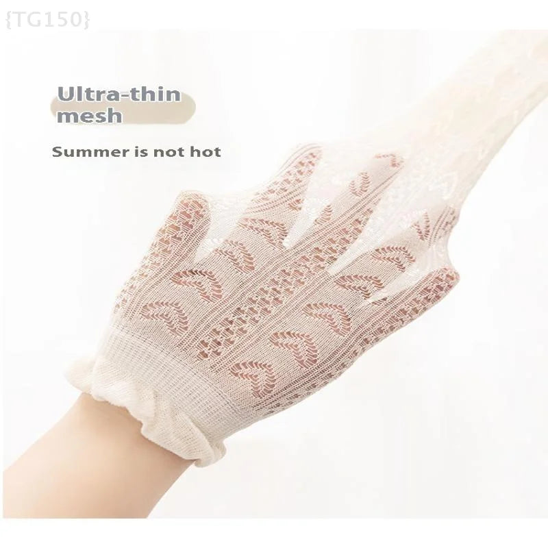 3 Pairs Princess White Lace Ruffle Stockings - Summer Mesh Thin Breathable Kids Long Socks for 3-12 Years