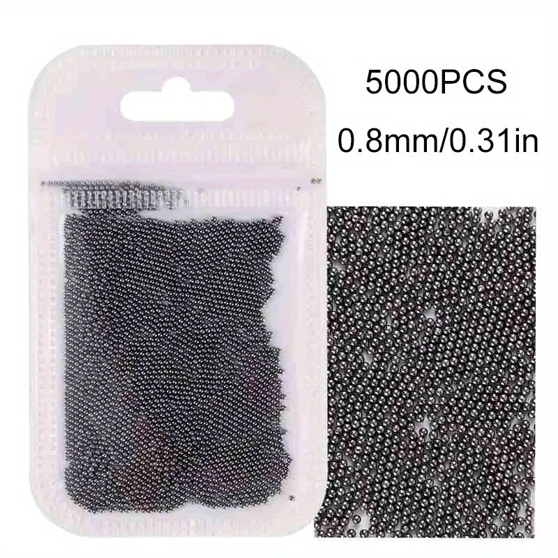 5000PCS 0.8mm Nail Art Caviar Bead Glitter Rhinestone for Micro Steel Ball 3D Decorations UV Gel Acrylic Tips Manicure A