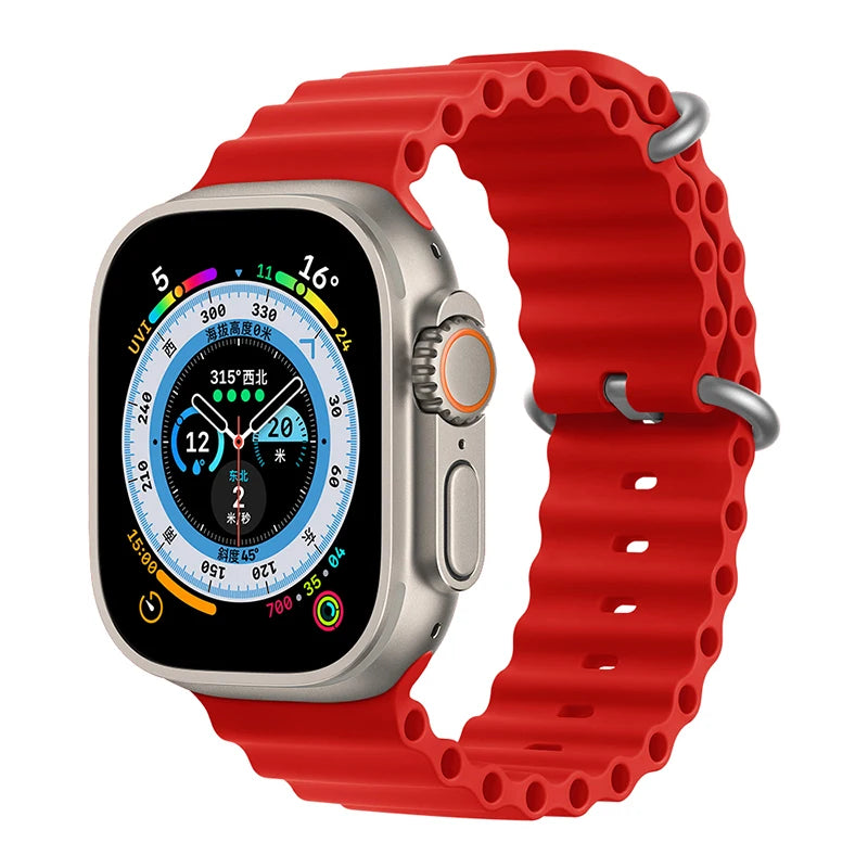 Silicone Ocean band for Apple Watch straps 45mm 46mm 40mm Ultra 2 49mm 44mm 41mm 38-42mm sport bracelet series 10 9 8 7 6 5 4 SE