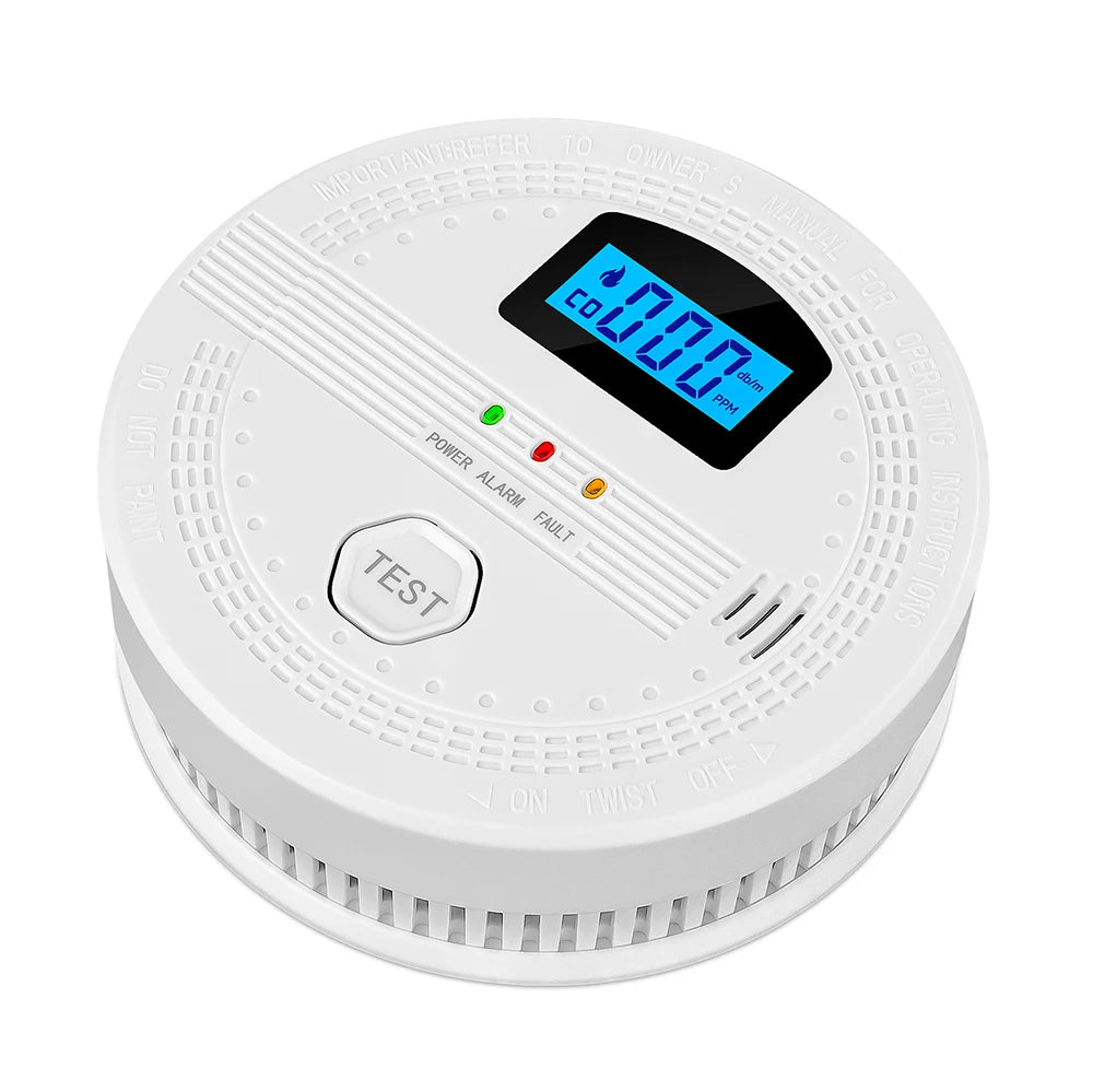Digital CO Gas Monitor Alarm Detector Audible and Visual Alarm Battery Powered Portable CO Detector for Home Warehouse