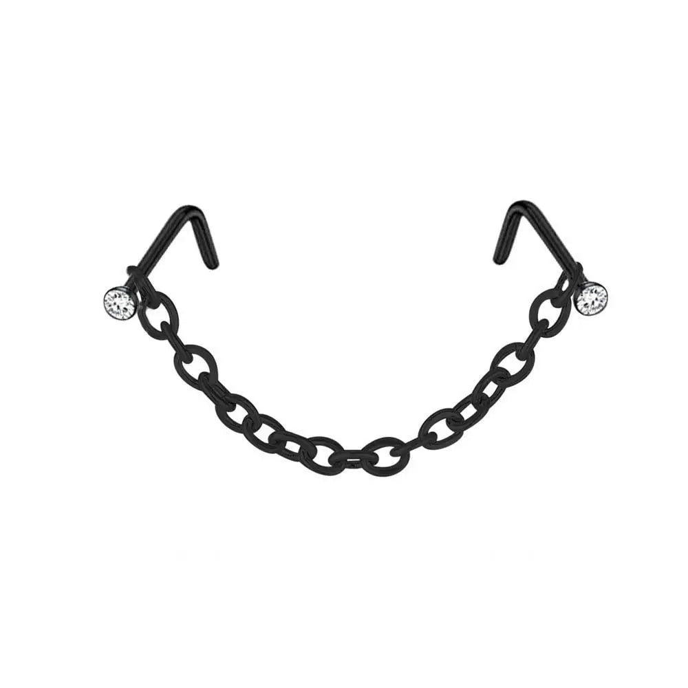 Double Nose Chain Nostril Ball Stainless Steel Nose Stud Decoration Earrings Piercing Nariz Pircing Septum Nose Piercing Ring