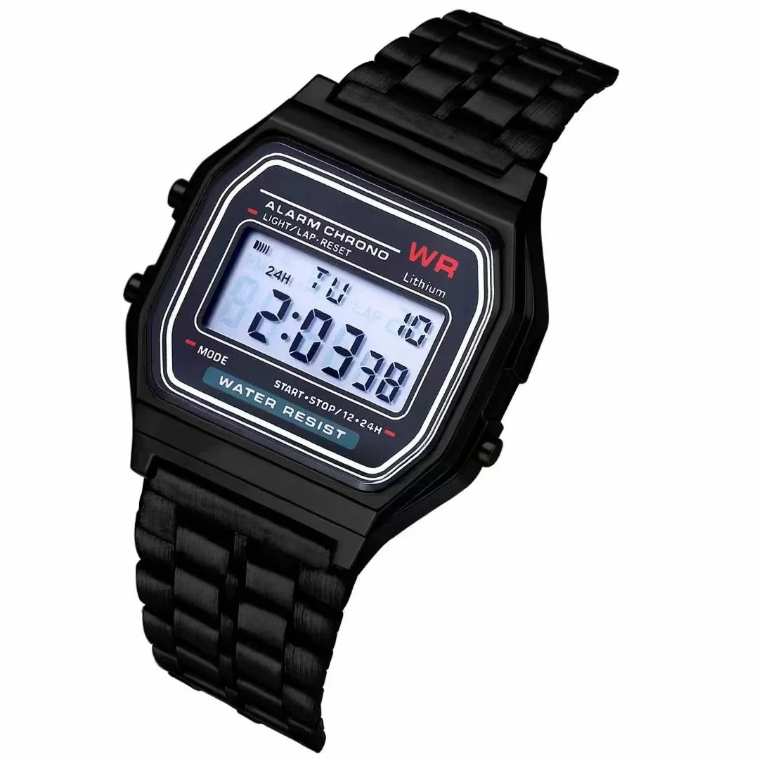 Multifunction LED Digital Sports Wrist Watch Steel Strap for Men And Women Business Electronic Clock
