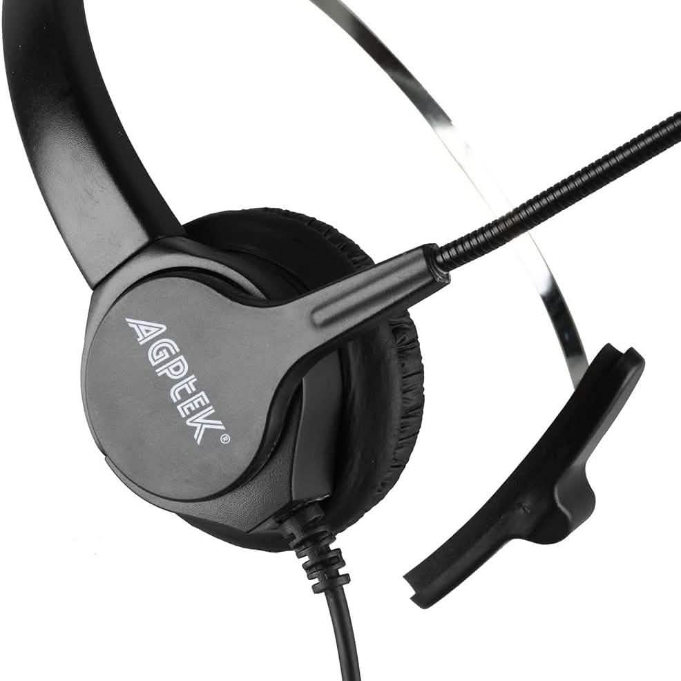 AGPtEK Call Center Hands-Free Noise Cancelling Corded Monaural Headset with Mic Mircrophone