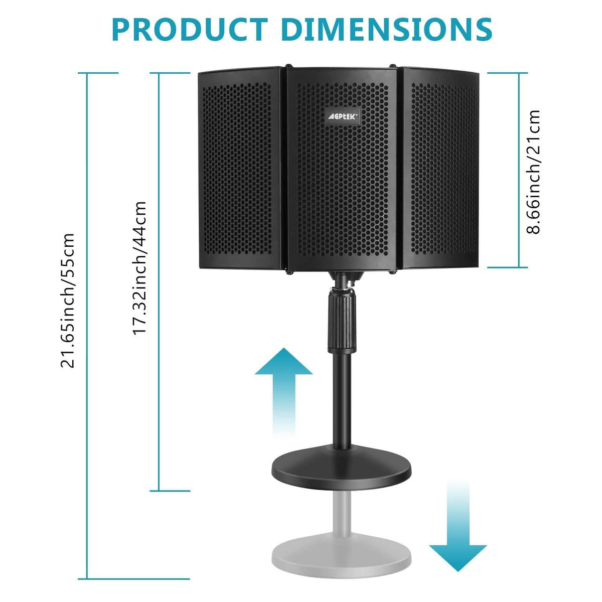 AGPtEK Compact Microphone Isolation Shield+Desk Mic Stand