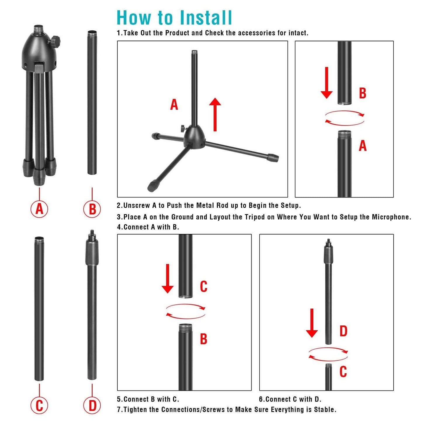 Anti-slip Tripod Condenser Microphone Stand