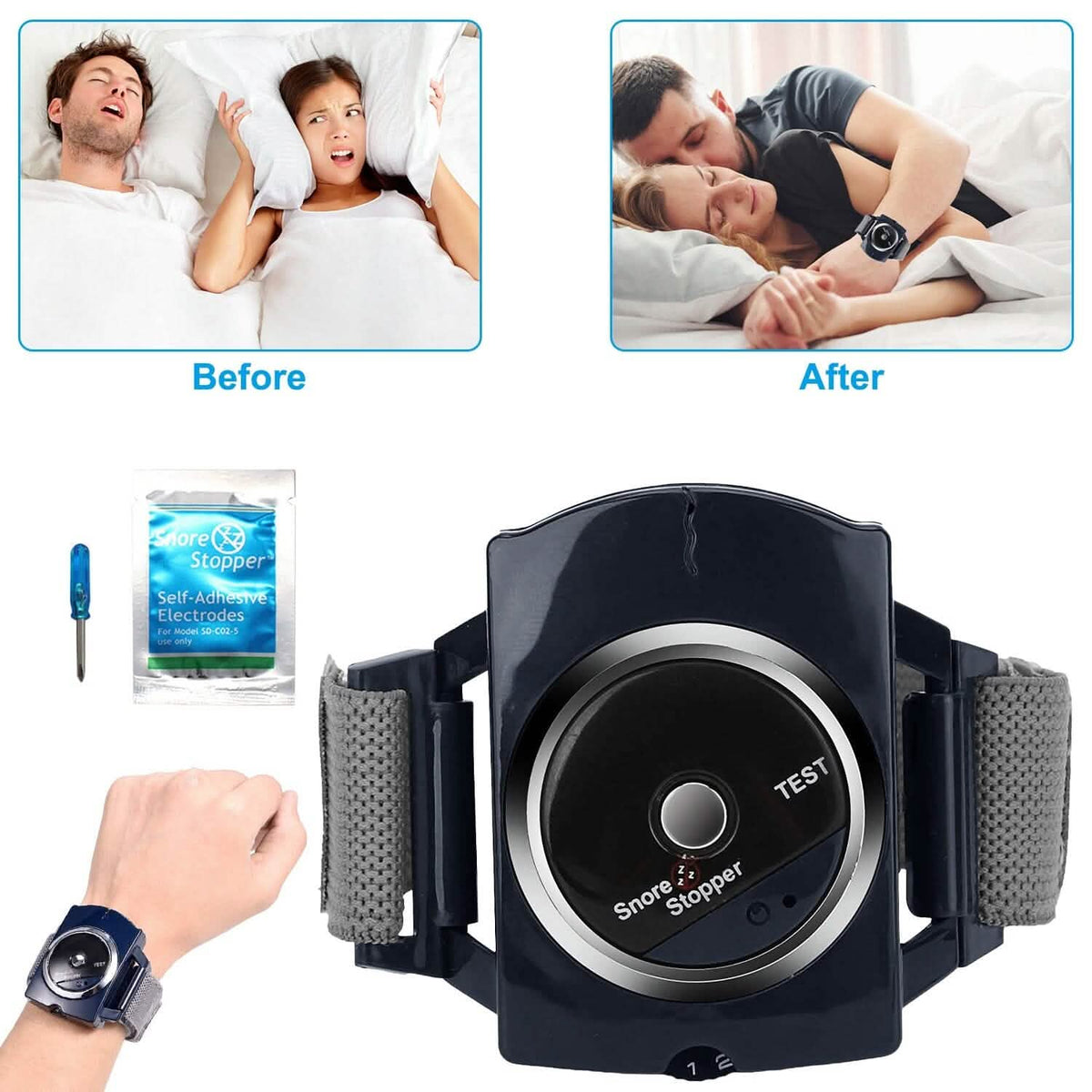 Anti-Snore Infrared Wristband with Conductive Film