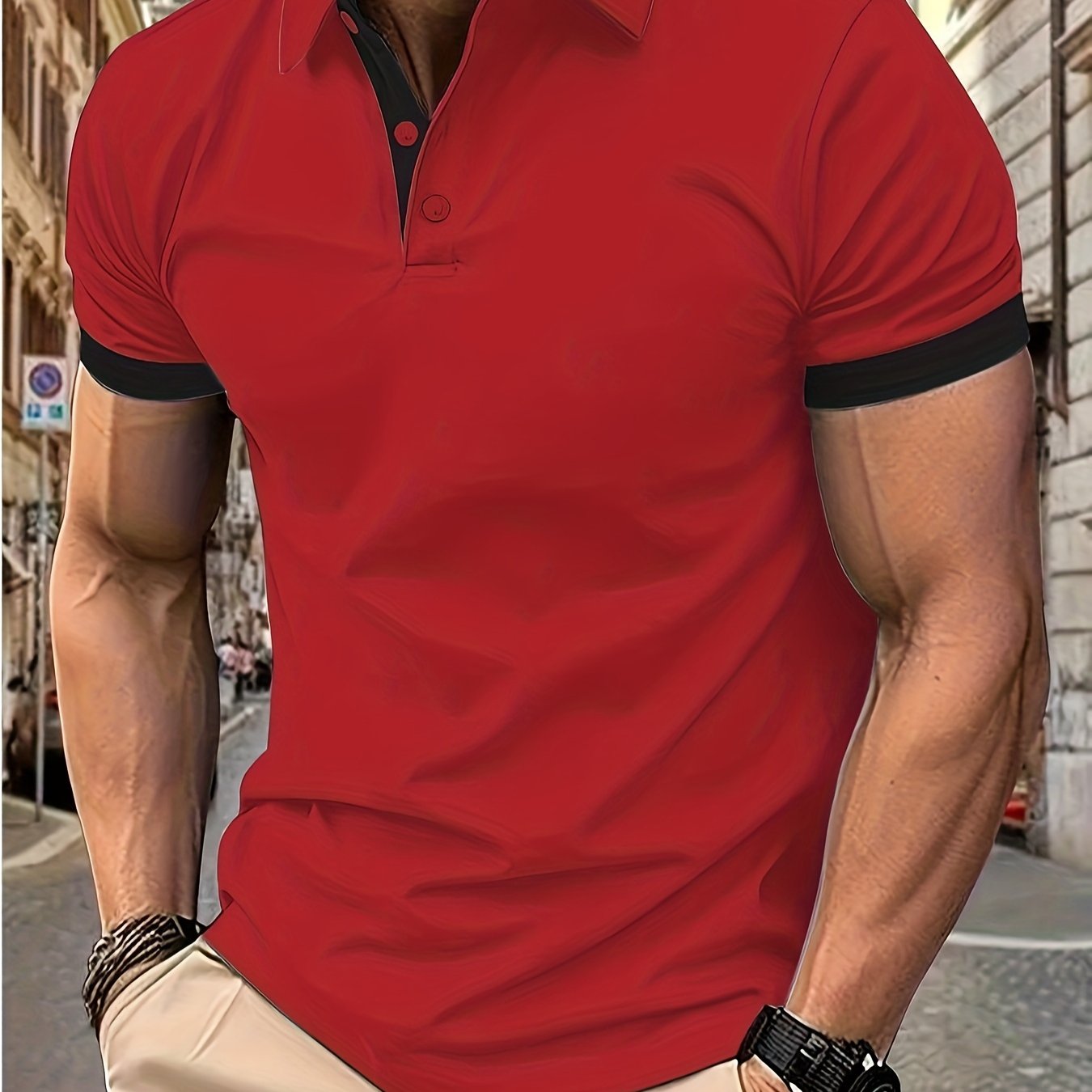 Breathable Regular Fit Golf Shirt, Men's Casual V-Neck T-Shirt Short Sleeve For Summer, Men's Clothing