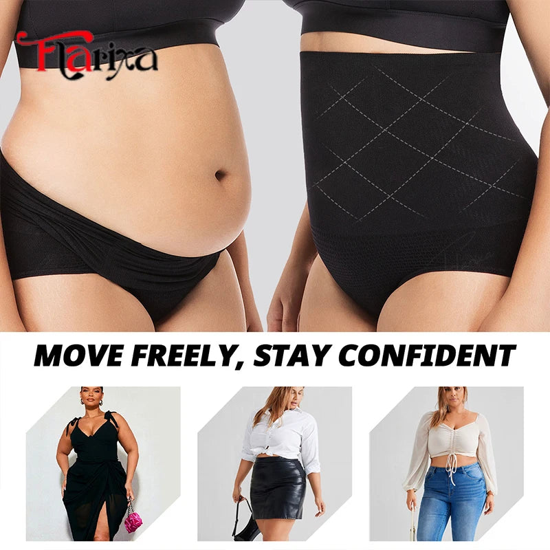 Flarixa Plus Size Seamless Shaping Panties Tummy Control High Waist Body Shaper Slimming Briefs Women Butt Lifter Lingerie Black