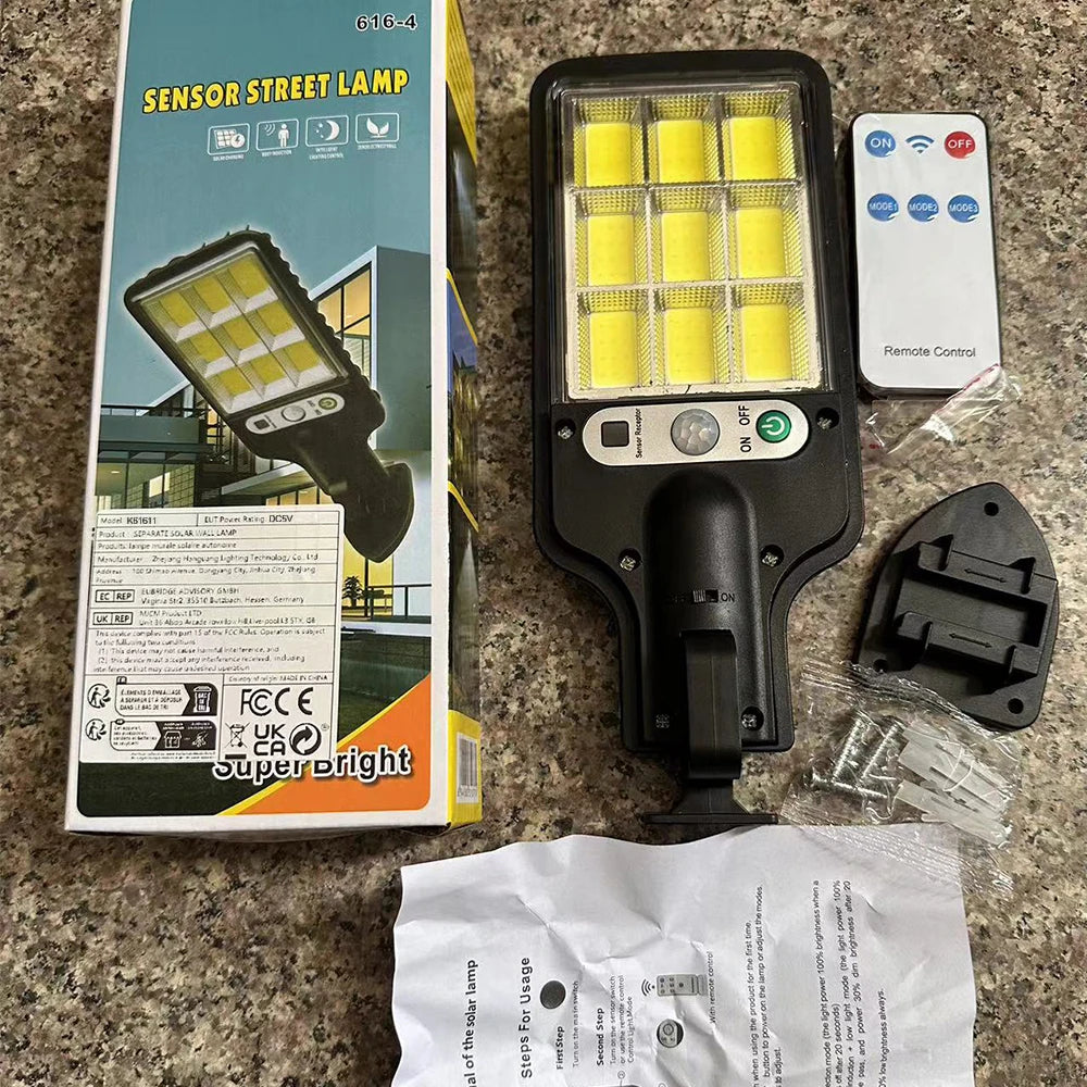 Garage Door Street Lights Outdoor Wireless Induction Solar Wall Lamp Motion Sensor with 3 Lighting Modes Garden Patio Path Yard