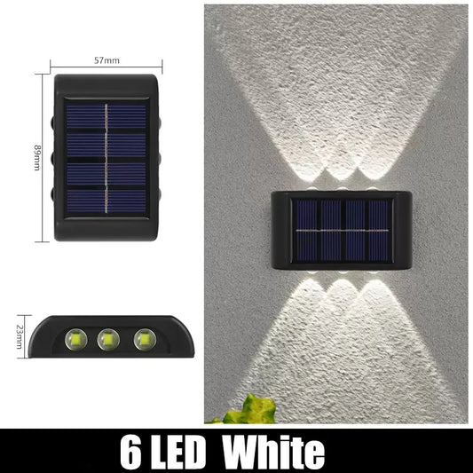 6LED Solar Lights, Outdoor Atmosphere Wall Lamp,Up And Down Light Control for Garden Yard Street Balcony Terrace Camping Decor