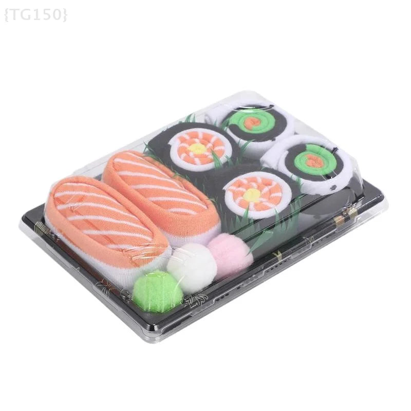 Harajuku Funny Socks Gift Set (3 Pairs) - Y2K Salmon Sushi Pattern High Barrel Cotton for All Genders