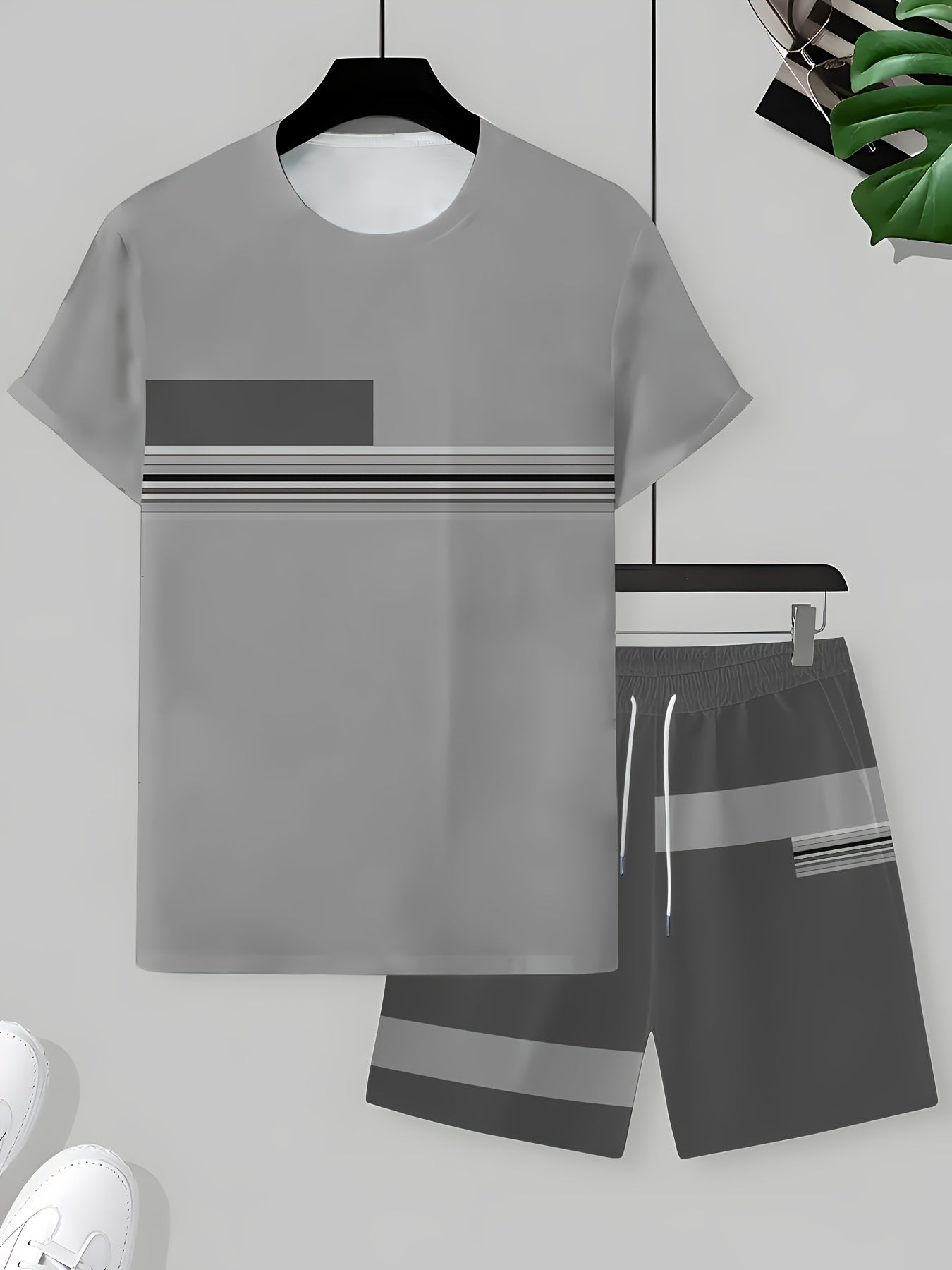 Men'S Casual 3D Print T-Shirt & Shorts Set - Breathable, Comfortable, Round Neck, Short Sleeve, Regular Fit, Spring/Summer/Fall Outdoor Leisure Wear, Casual Attire|Casual Style|Stretch Fabric, Men'S Set, Men'S Clothing, Large