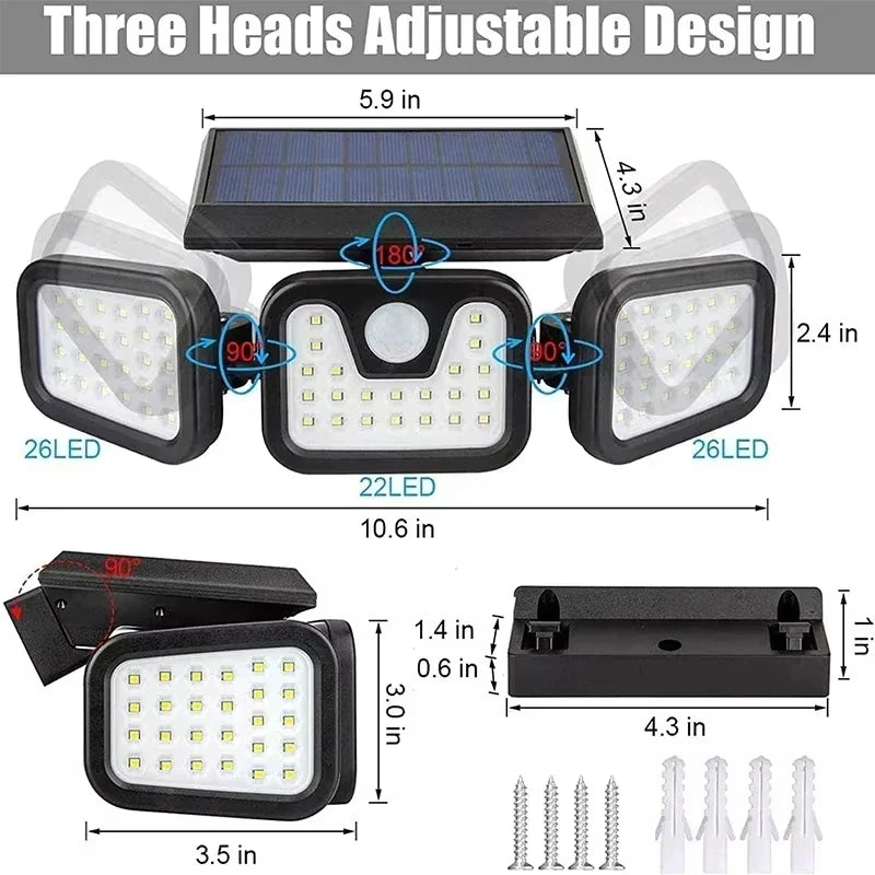 STAARICC Led Solar Light Outdoor Motion Sensor Human Induction Adjustable Head IP65 Waterproof Solar Security Light Wall Light