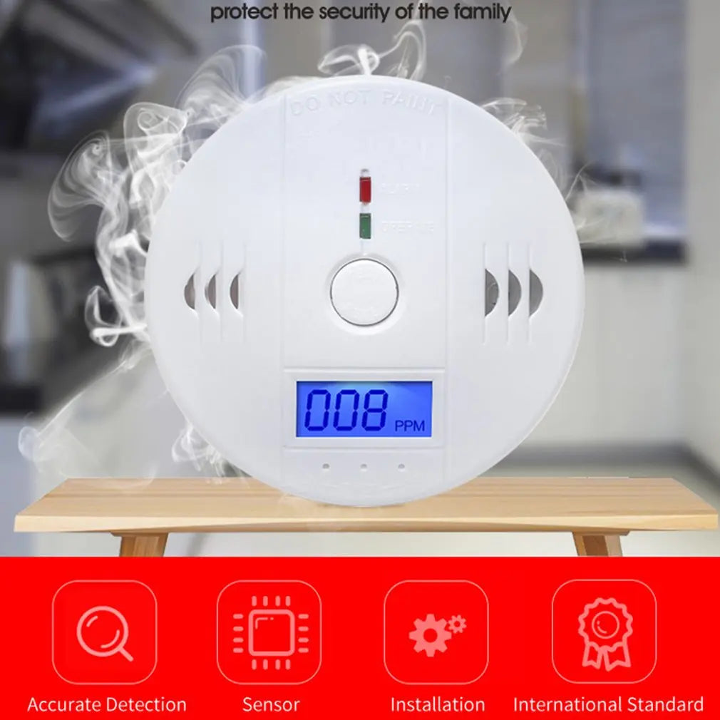 Digital CO Gas Monitor Alarm Detector Audible and Visual Alarm Battery Powered Portable CO Detector for Home Warehouse