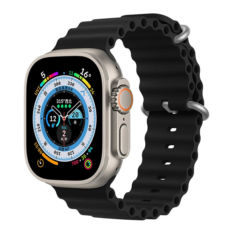 Silicone Ocean band for Apple Watch straps 45mm 46mm 40mm Ultra 2 49mm 44mm 41mm 38-42mm sport bracelet series 10 9 8 7 6 5 4 SE