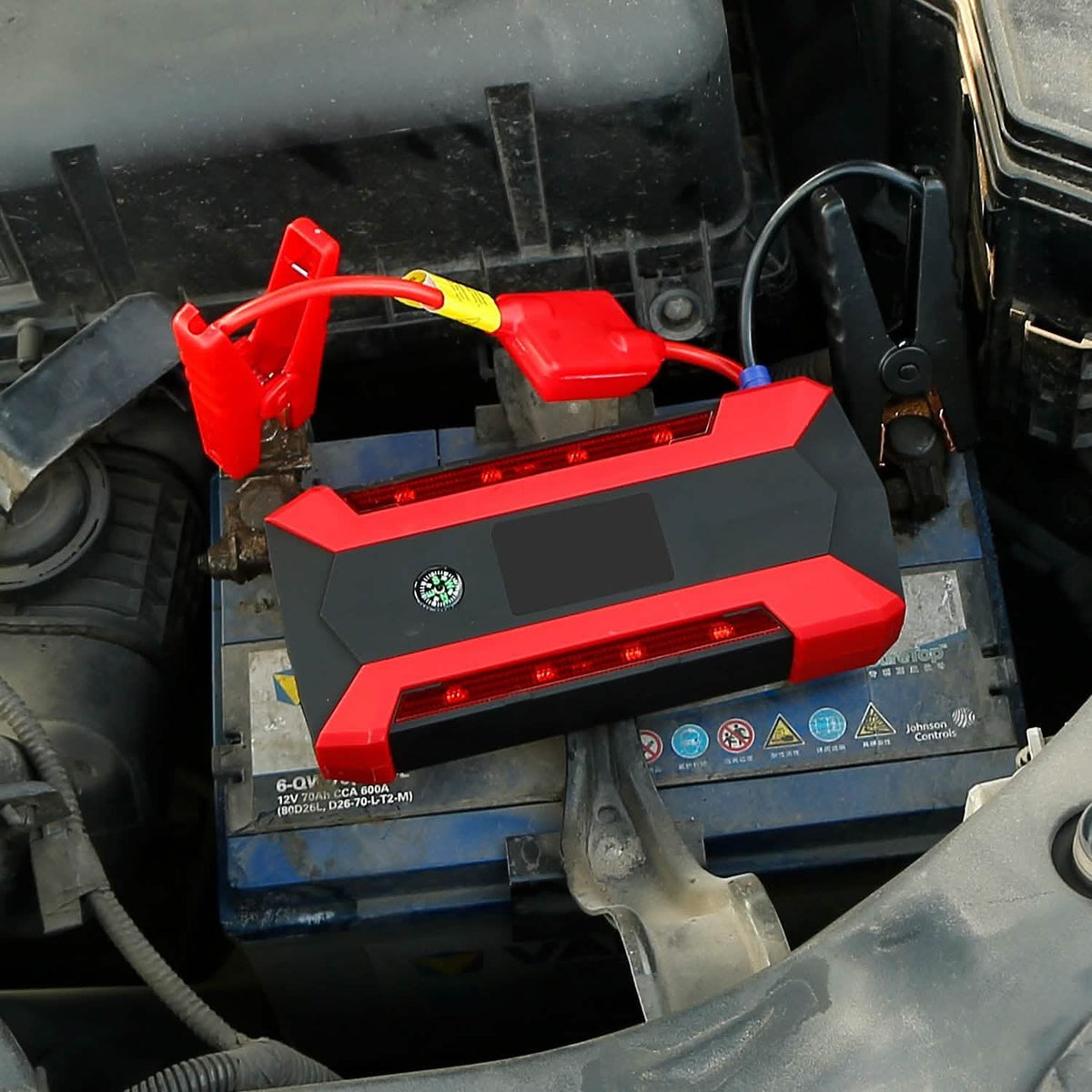 Car Jump Starter Booster with LCD Screen 4 Modes LED Flashlight