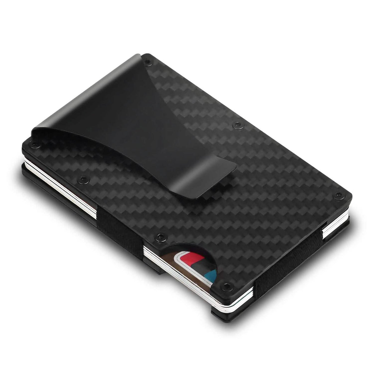 Credit Card Holder with Cash Clip Carbon Fiber RFID Blocking Scan for Men