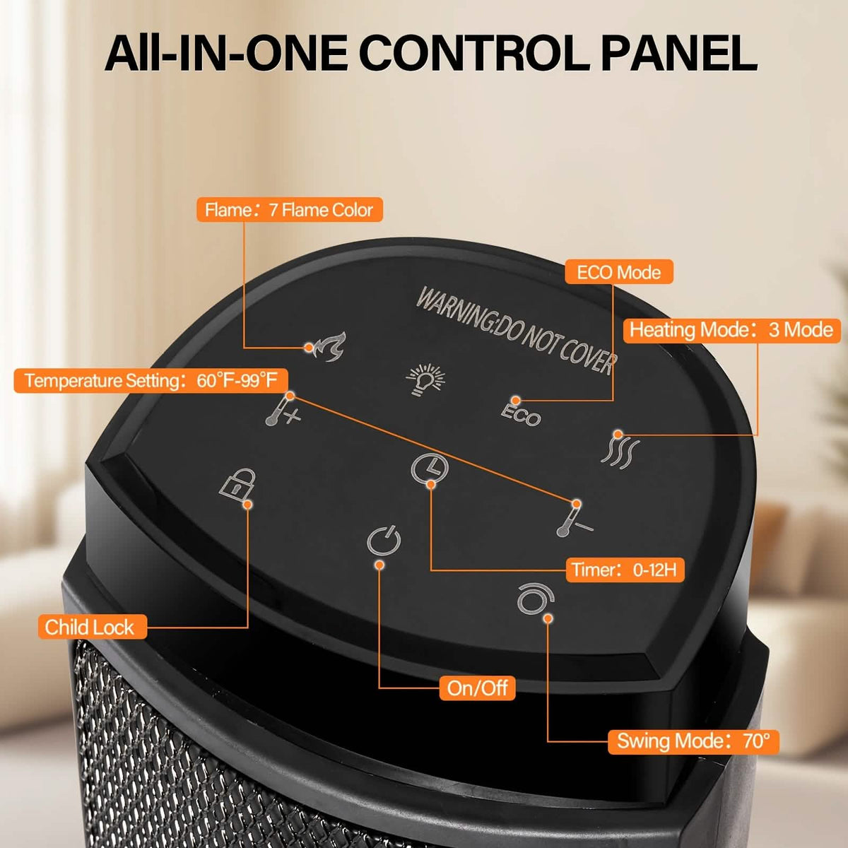 Portable Electric Space Heater with Remote & Thermostat