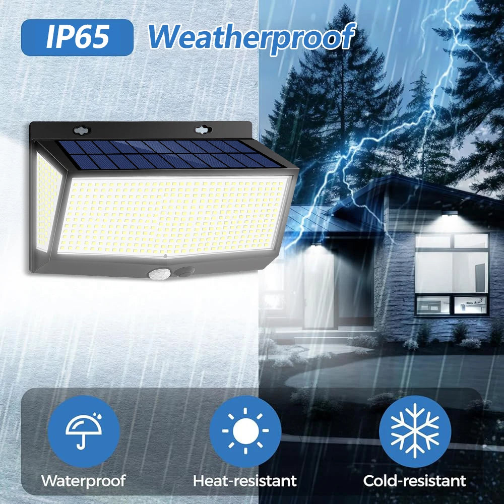 Outdoor Solar Motion Sensor Lights 468/528 LED Waterproof Solar Security Wall Lights for Garden Patio Pool Yard Fence Driveway